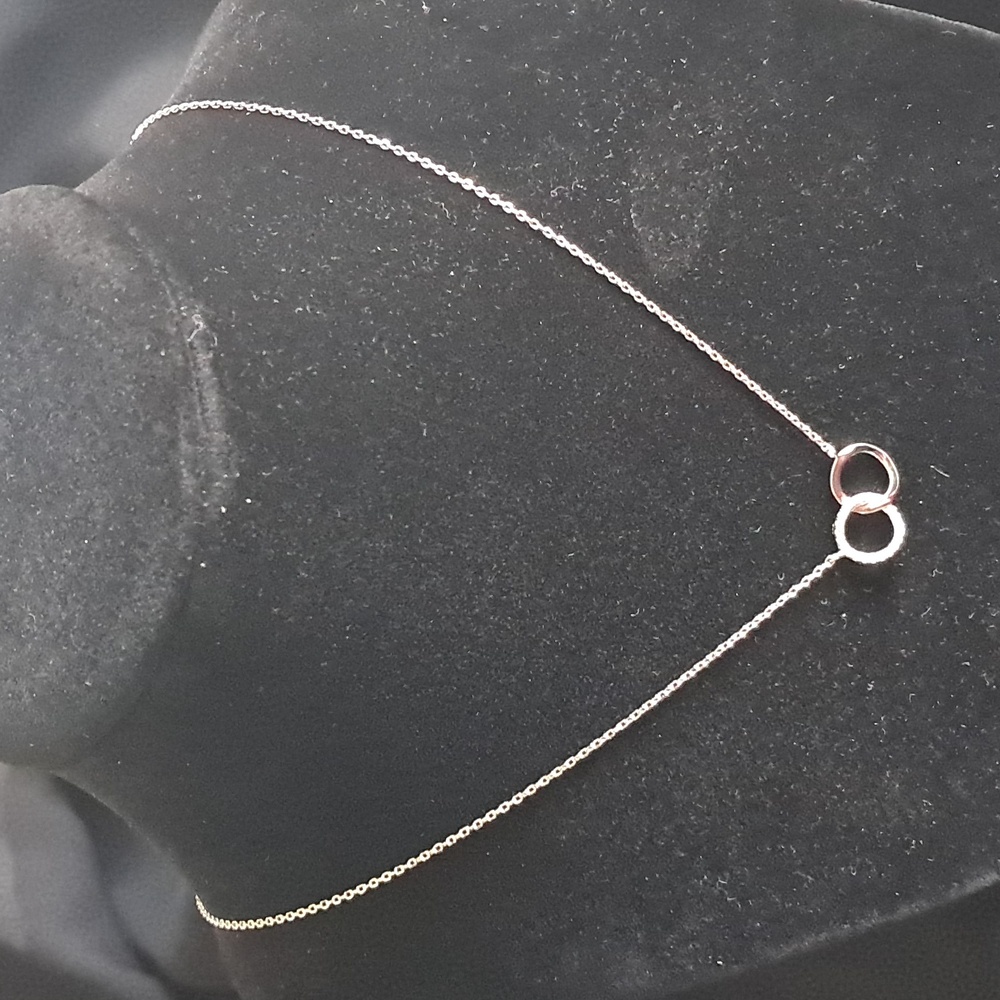 Sterling Silver Double Halo/Circle‎ Cubic Zirconia Necklace
